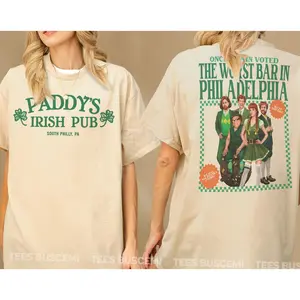 Retro Paddy's Pub Shirt  Always Sunny TV Show Graphic T-Shirt  Funny Paddys Irish Pub The Gang Tee Merch with Back Graphic Design Print