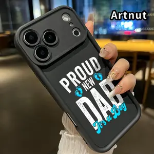 Phone Case for iPhone 17 Pro Max 16 15 14 Plus 13 12 Mini 11 XR X XS Air E Proud Papa's Boy Pattern Pocket-Friendly Shockproof Silicone Protective Soft Smartphone Casing
