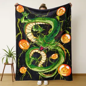 Dragon Ball Lightning & Shenron Flannel Throw Blanket, Soft Plush Material, Perfect for Travel and Home Decor, Durable Design, Ideal Gift