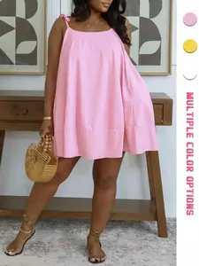Women's Summer Tie-Back Dress, Adjustable Loose Fit Lightweight Comfortable Casual Short Skirt, Daily Wear Fashionable