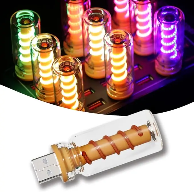 Retro Glass Bottle USB Night Light - Touch Control Stepless Dimmable Mini LED Bulb, Multi-Color Portable USB Lamp with Ambient Glow for Indoor Use, Bedroom Decor Gift