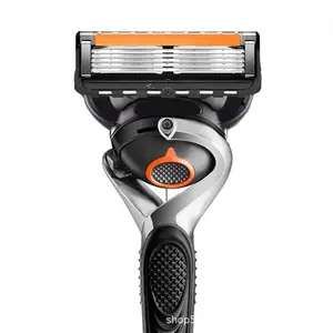 Manual Razor Five-Layer Blades Orange-Black Five-Layer Shaving Head Men's Face Razor Beard Razor Holder Foam    Durable Handle Smooth Sensitive Skin Razor Kit