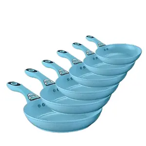 6 piece set of Fry pans/ Juego de 6 Sartenes para TODO tipo de estufa Aluminium Ceramic Cookware Frying Induction Handles Jade Nonstick