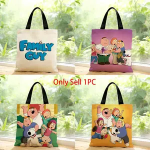 Animation comedy satirical classic F-Family Guy Storage Bags Canvas Bags Series Print Bag Lightweight Shoulder High Appearance Large Capacity Minimalist  Soft Fabric Bag Shopping Bags
