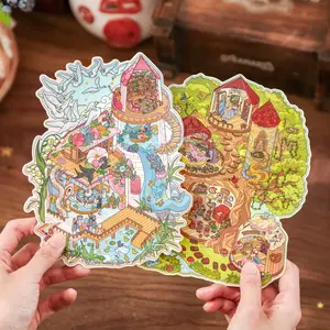 2-Pack Fairy Tale Book Series 3D Scene Stickers, Creative Hand Account Material Decorations, DIY Scrapbook Album Phone Case Diary Calendar Greeting Card