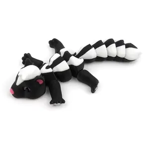 3D Flex Print Articulated Skunk Toy for Desk with Trash Can - Fun Office Fidget Animal
