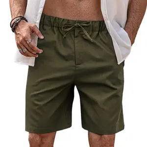 COOFANDY Men’s Linen Short Elastic Waist Drawstring Casual Summer Beach Shorts Breathable Pocket Menswear