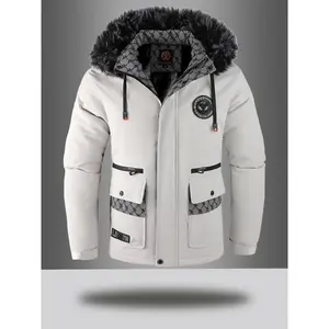 Men’s heavy winter coat with faux shearling hood and full zip closure — machine washable outer shell; black casual jacket suitable for cold weather; autumn–winter outdoor fabric (regular fit); men’s winter coat, men’s winter