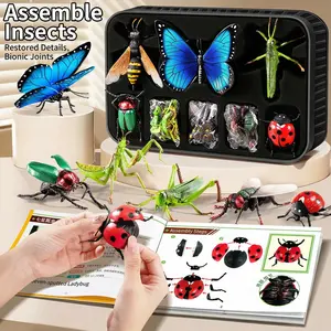 4D Realistic Insect Building Block Sets, Colorful Biological Simulation, DIY Assemble and Disassemble, Enhance Kids' Nature Animal Awareness