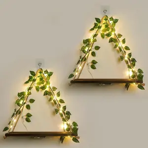 Forest Angle Shelf for Wall,Floating Shelves,Floating Shelves for Wall No Drilling,Adhesive Shelves,Command Strip Shelf,Room Decor Aesthetic,Plant Shelf Wall,Whimsical Decor,2-Piece Set(Green Leaf)