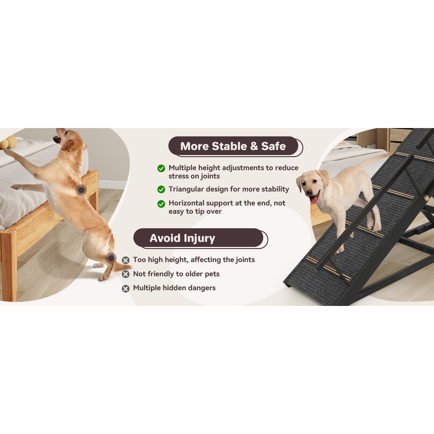 Folding Solid Wood Dog Ramp with Safety Rails