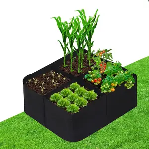 Fabric Outdoor Garden Bed, 2x2 Feet 4-Cell Plant Growth Bags, Square Planters, Square Container Bag for Potatoes and Flowers, Indoor and Outdoor Use