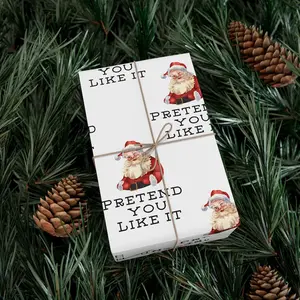 Pretend You Like It Winking Santa Christmas Wrapping Paper