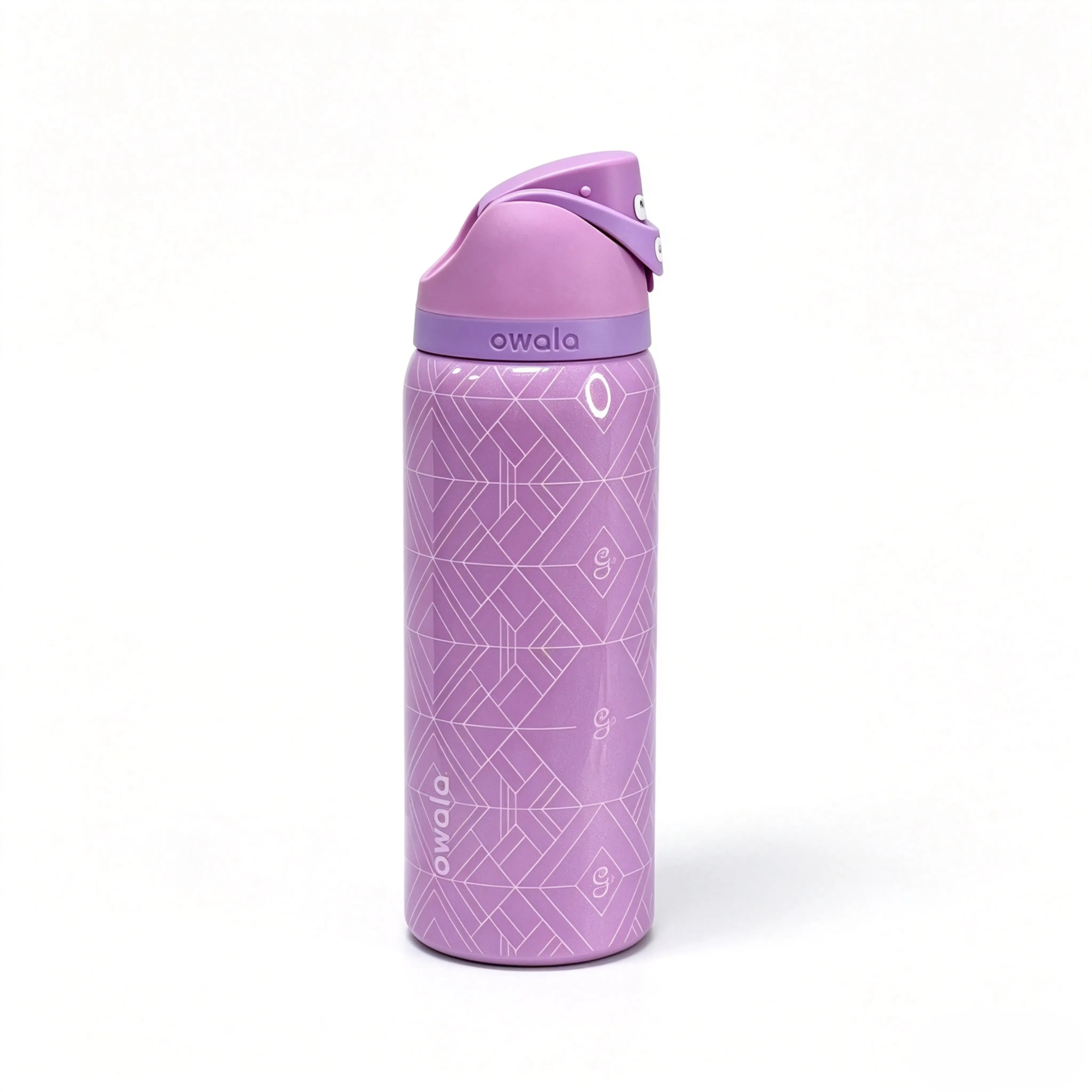 Owala 32oz FreeSip Insulated Stainless Steel Water Bottle - Lavender Purple Evil Spider Web Geometric Line Print, Flip Top with Built-in Straw, Leak Proof Tumbler, Gothic Look Reusable Thermal Vacuum Cup for Travel, Gym drinkware summer lock lid cold