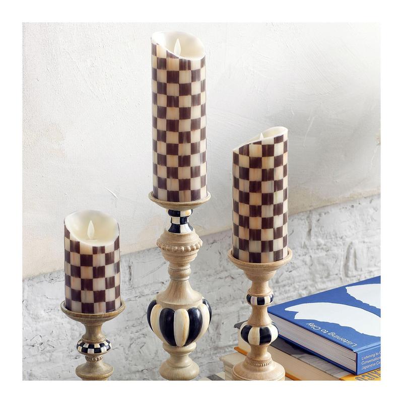 MacKenzie- Childs Set of 3 Pillar Flicker Candles