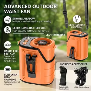 【April Stock Up】W&O Portable Waist Fan Clip On, Father's Day Gifts for Dad Husband, 10000mAh Rechargeable Wearable Shirt Fan, Powerful Belt Fans, Birthday Gifts for Men Jobsite Travel Camping Essentials 2026