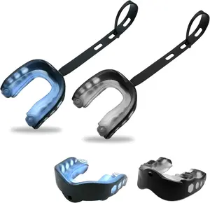 Football Mouth Guard, 2Pcs Mouthpiece Football, Youth Sports Mouth Guard with Strap Mouthguards for Youth and Adult Athletes, Hockey, Rugby, Boxing and Lacrosse