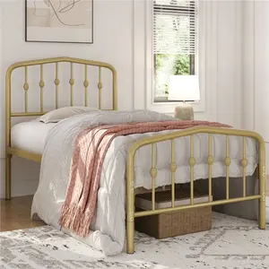 Yaheetech Modern Metal Bed Frame with Arched Headboard and Footboard/Spacious Underbed Storage Space/Heavy Duty Slat Support/No Box Spring Needed/Antique Gold Yaheetech Modern Metal Bed Frame with Arched Headboard and Footboard/Spacious Underbed Storage Space/Heavy Duty Slat Support/No Box Spring Needed/Antique Gold