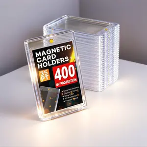 UV400 Protection 35pt Premium Acrylic Magnetic 1-Touch Card Holder, Hard Plastic Case Kit for MTG, Football, Baseball Trading Cards