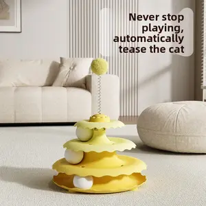 Interactive Cat Turntable Toy Automatic Self Playing Puzzle Toy for Kittens and Cats Exercise Mental Stimulation Indoor Pet Toys