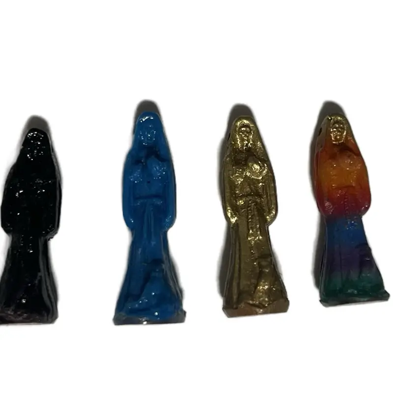 4 pieces Santa Muerte mini statues pocket size 4 pieces color set altar Religious Decor Ornaments