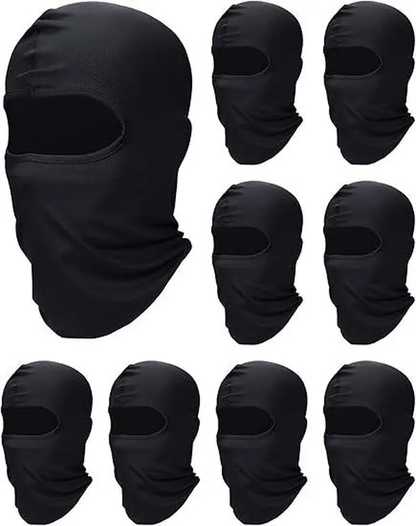 Pack of 9 Black Ski Mask Men Balaclava Pasa Montañas para Hombre Hood Protection Full Face Cover Cooling Neck Gaiter Bandana
