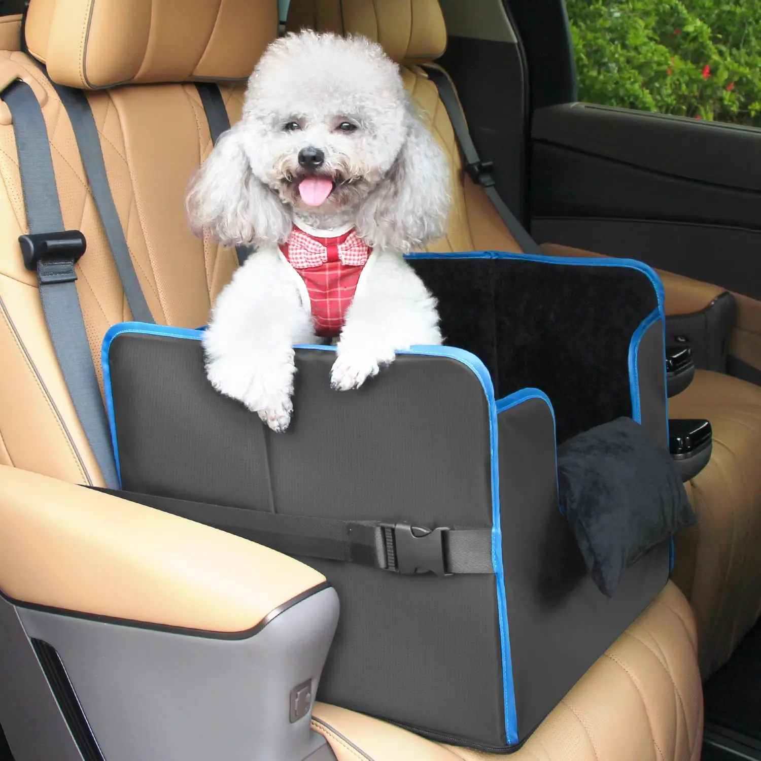 Summer Breathable Dog Car Seat for Small Dogs, Pet car seat Up to 35 lbs, with Safety Leash & Adjustable Straps, Booster Seat for Front & Back Car Seats