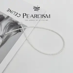 【Live】PEARLISM Freshwater AK Pearl Full String Necklace 3-4mm Dainty Iridescent Shine 40cm Length Perfect Collarbone Hug Daily Wear Accessory for Versatile Styling-N31