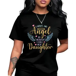 I Have An Angel In Heaven I Call Her Daughter Memorial T-Shirt | Angel Wings Family Remembrance Tee