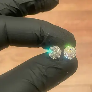 4.00TCW VVS1 MOISSANITE ROUND BRILLIANT LOTUS FLOWER SET STUDS - SCREW BACKS 925 Sterling Silver!! 8mm