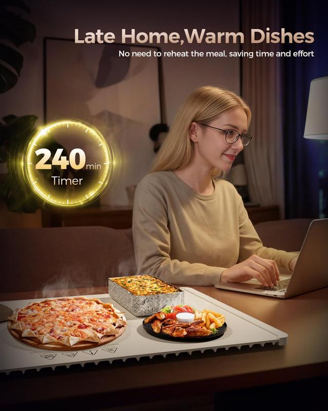 2026 Warming Mat for Food, Rapid Full-Surface Heating, Portable & Rollable Versatile Food Warmer for Countertop, Perfect for Gatherings, Parties &Everyday Use