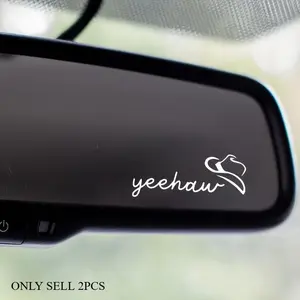 2PCS/SET "Yeehaw" Western Style Car Sticker for Car Rearview Mirror, Highlight Cowboy Funny Style, Inject Western Freedom DNA into Your Car, Trendy Decoration Maximizes Interior Personality, Decal Sticker, Car Accessories, Sticker For Cars, Sticker Decals
