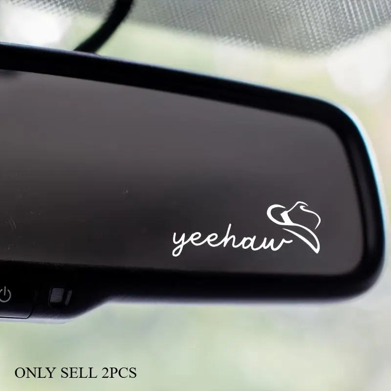 2PCS/SET Yeehaw Western Style Car Sticker for Rearview Mirror, Highlight Cowboy Style, Inject Western Freedom DNA into Car, Decoration Maximizes Interior Personality, Decal Sticker, Car Accessories, Automobile Decals, Automotive Decals