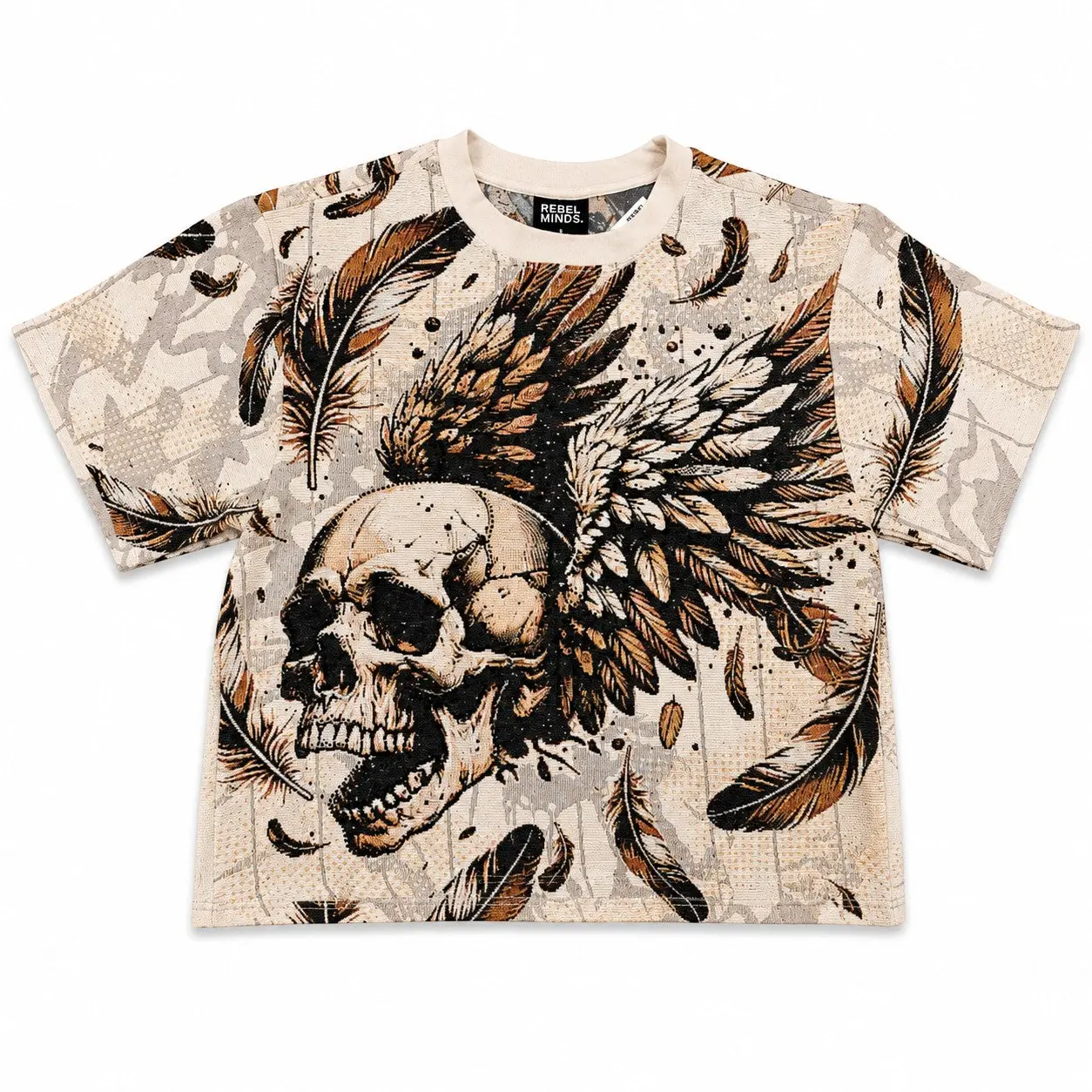 Rebel Minds 'Conquer Rhinestone' Tapestry T-Shirt (Cream) 610-12703