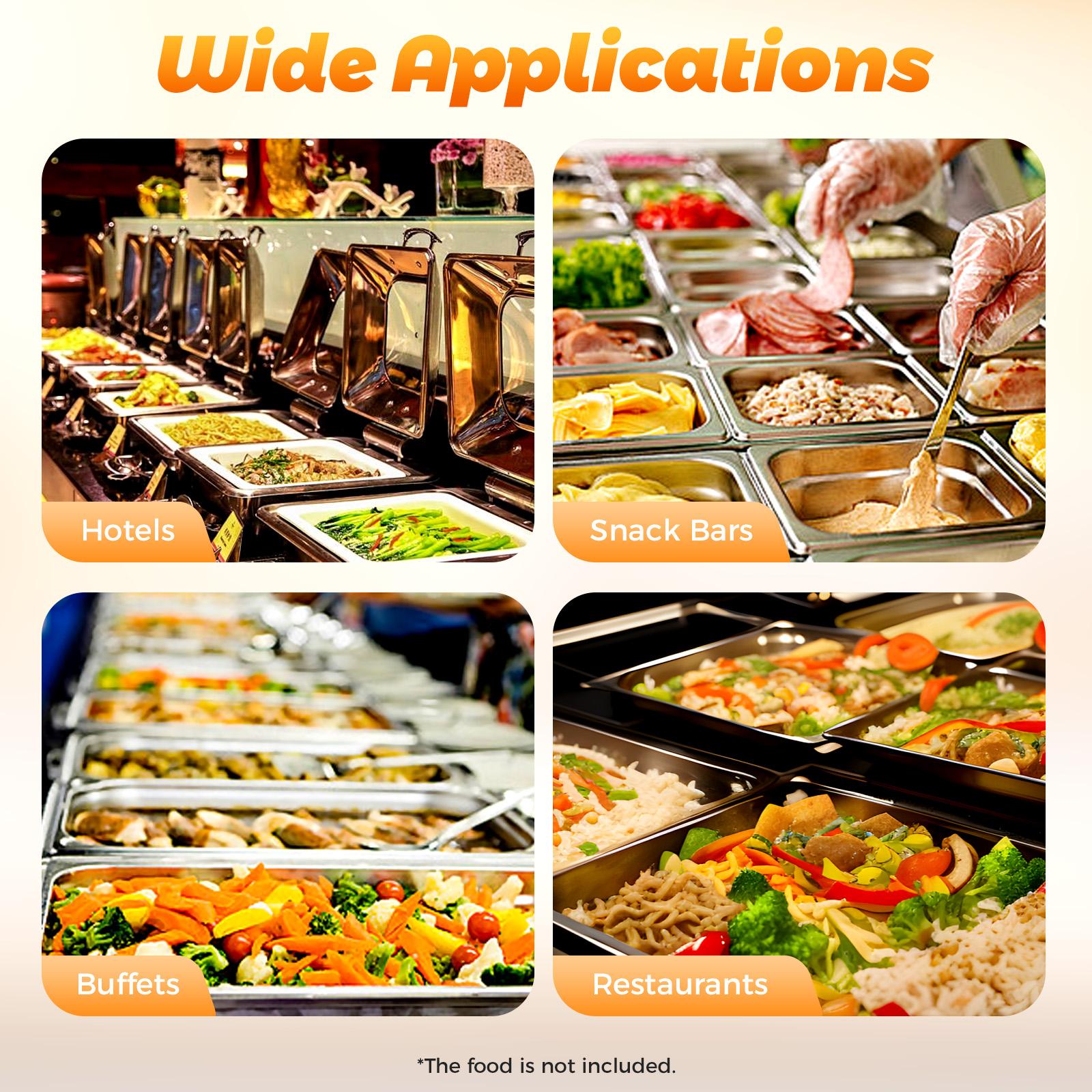 4 Pack 201 Stainless Steel Steam Table Pans with Lids 9L Commercial Home Buffet Food Storage Dishwasher Oven Freezer Safe