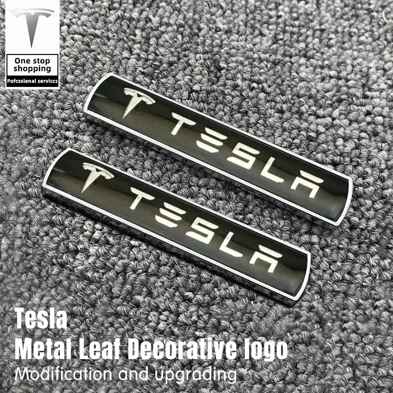 Suitable for Tesla Model 3/Y/Model S/X car leaf plate metal logo, trunk modification upgrade, logo, body labeling