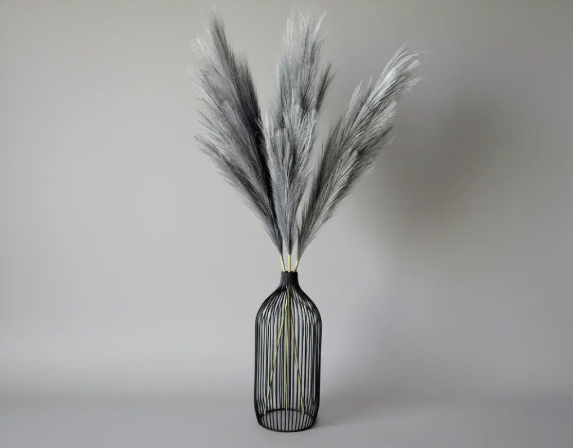 Tall Faux Pampas Grass - Gray (3 Stems)
