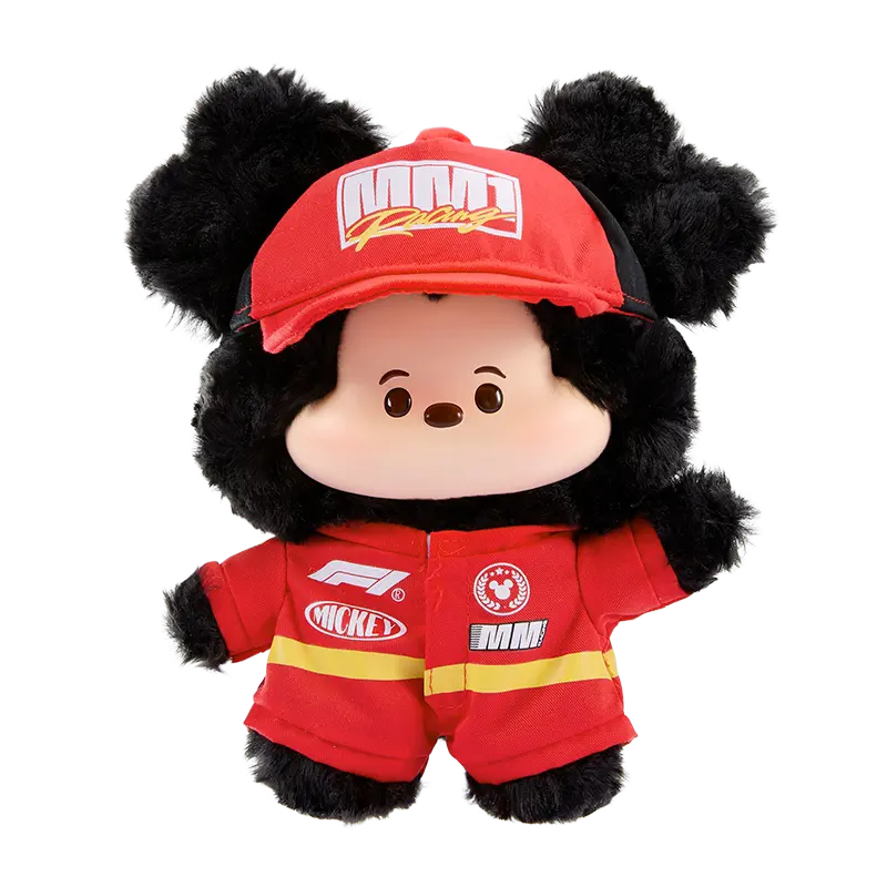 MINISO Disney Mickey F1 Speed Life Series PVC Vinyl Plush Keychain Pendant - Small Cartoon Character Racers Outfit Bag Charm, Soft Collectible Toy for Backpack, Keys (TV & Movies Themed Gift)