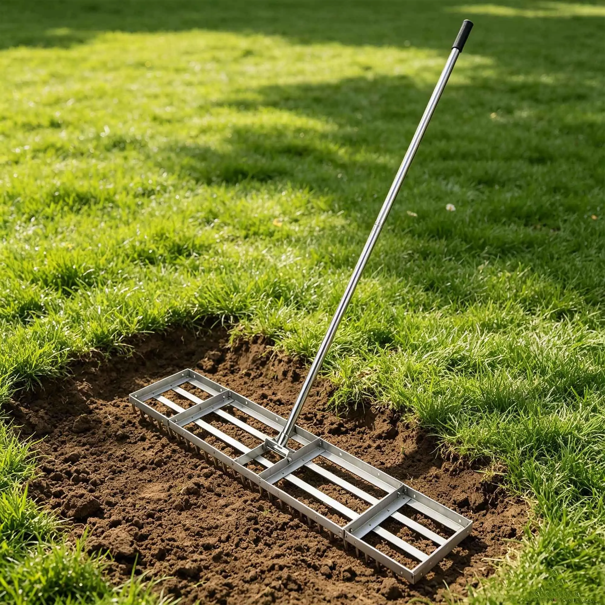36" Stainless Steel Lawn Leveling Rake, 180° Rotatable Ground Leveler