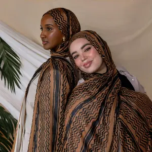 Casual Chic Style  (MH062 )Keffiyeh Striped Chiffon Hijab - Versatile and Stylish Design for Everyday Wear