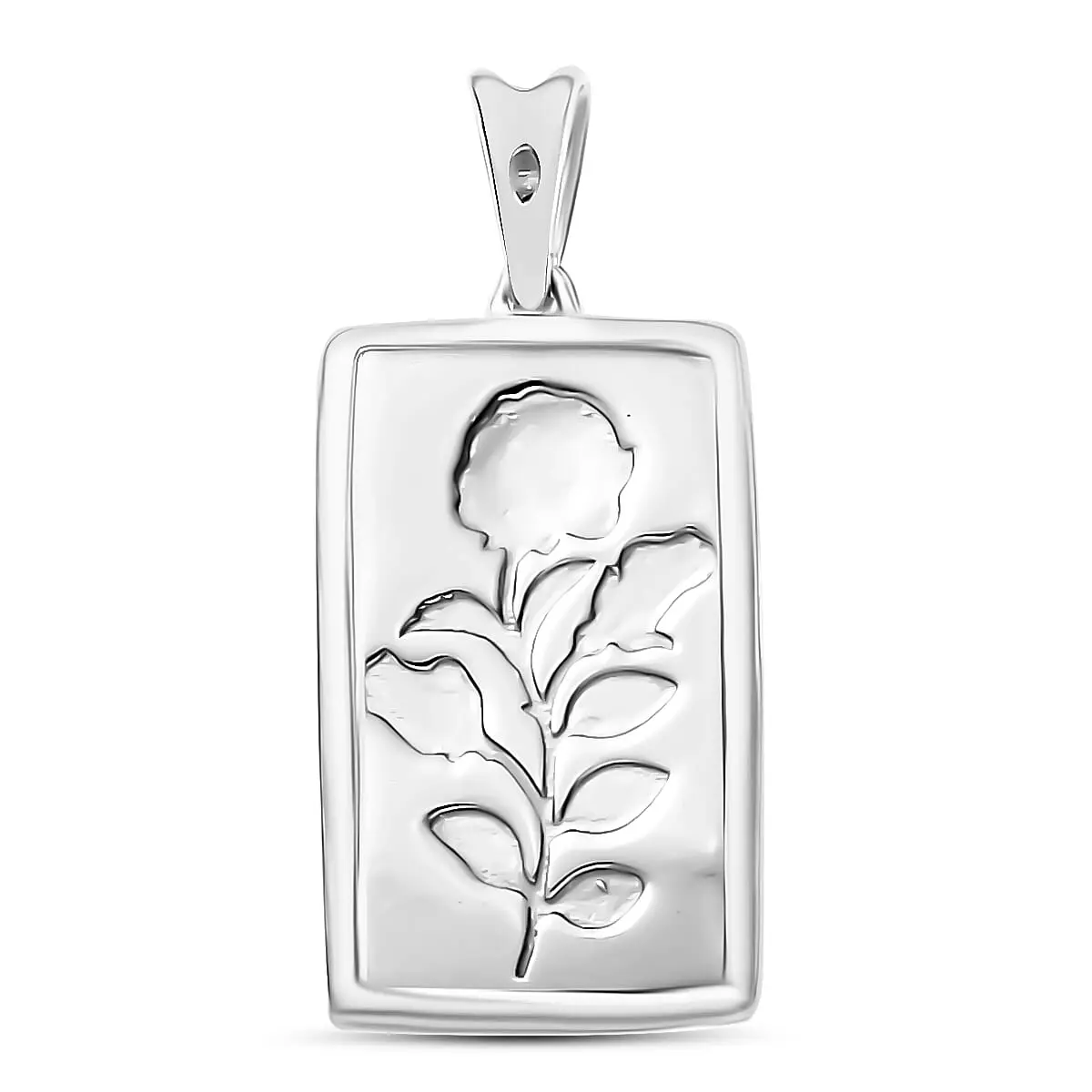Rose Bar Pendant Necklace in 10K White Gold 2 Grams 20 Inches
