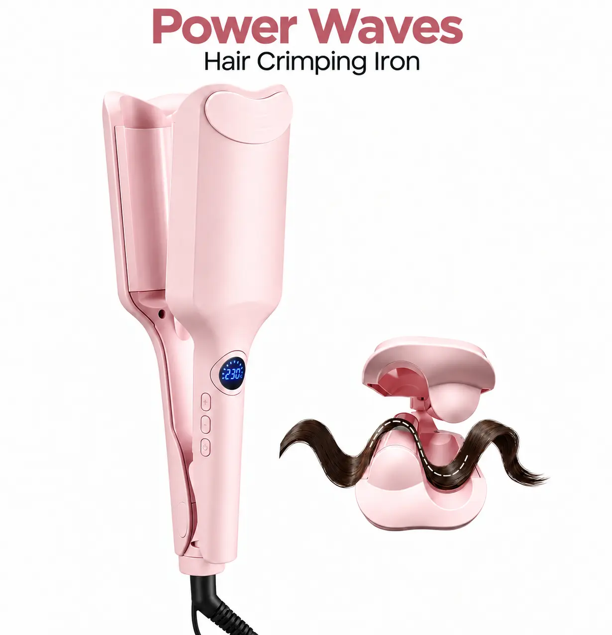 VAYLORA Curling Iron Hair Crimper Waver,  11 Heat Settings Ionic Deep Wave Curling lron for Effortless Beach Waves,  Fast Heating, Frizz Control Adjustable Temperature Hair Crimper for Women Easy to use at Home, Travel Hair Styling Tool,   sale woman gift