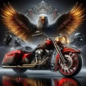 Eagle & Motorcycle Pattern DIY Diamond Arts Colorful Painting Kit without Frame, DIY 5D Diamond Arts Colorful Painting Kit, Wall Art Decor for Home, Craft
