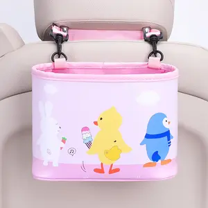 Mom Car Saver! Cartoon PU Car Storage Bag, Seat Hanging Bag for Kids' Snacks Toys, Portable Mommy Handbag, Multi-Functional Organizer