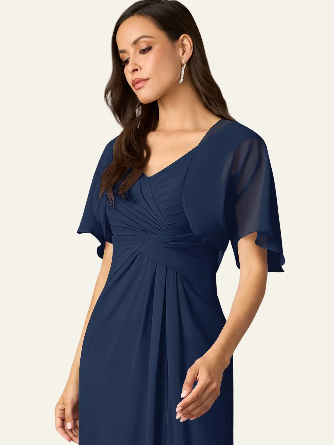 Azazie Salome Cropped Sheer Draped Sleeve Wedding Bridesmaid Formal Chiffon Shawl