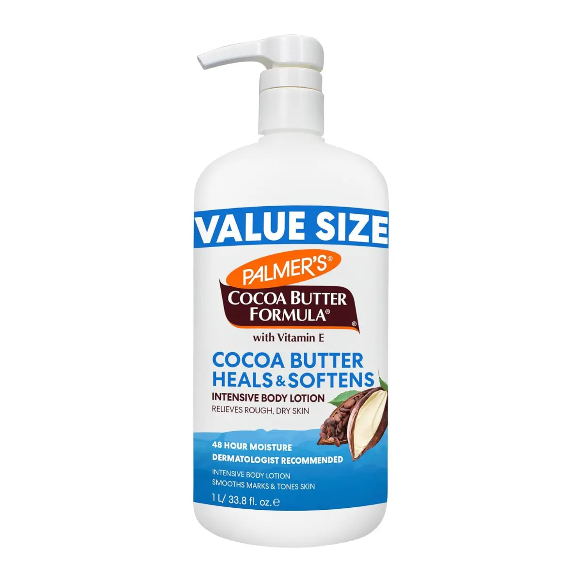Palmer's Cocoa Butter Formula Daily Skin Therapy Body Lotion, 33.8 Oz Pump Bottle, Intensive Moisturizer for Dry and Eczema-Prone Skin, Enriched with Vitamin E, Helps Provide 48-Hour Deep Hydration