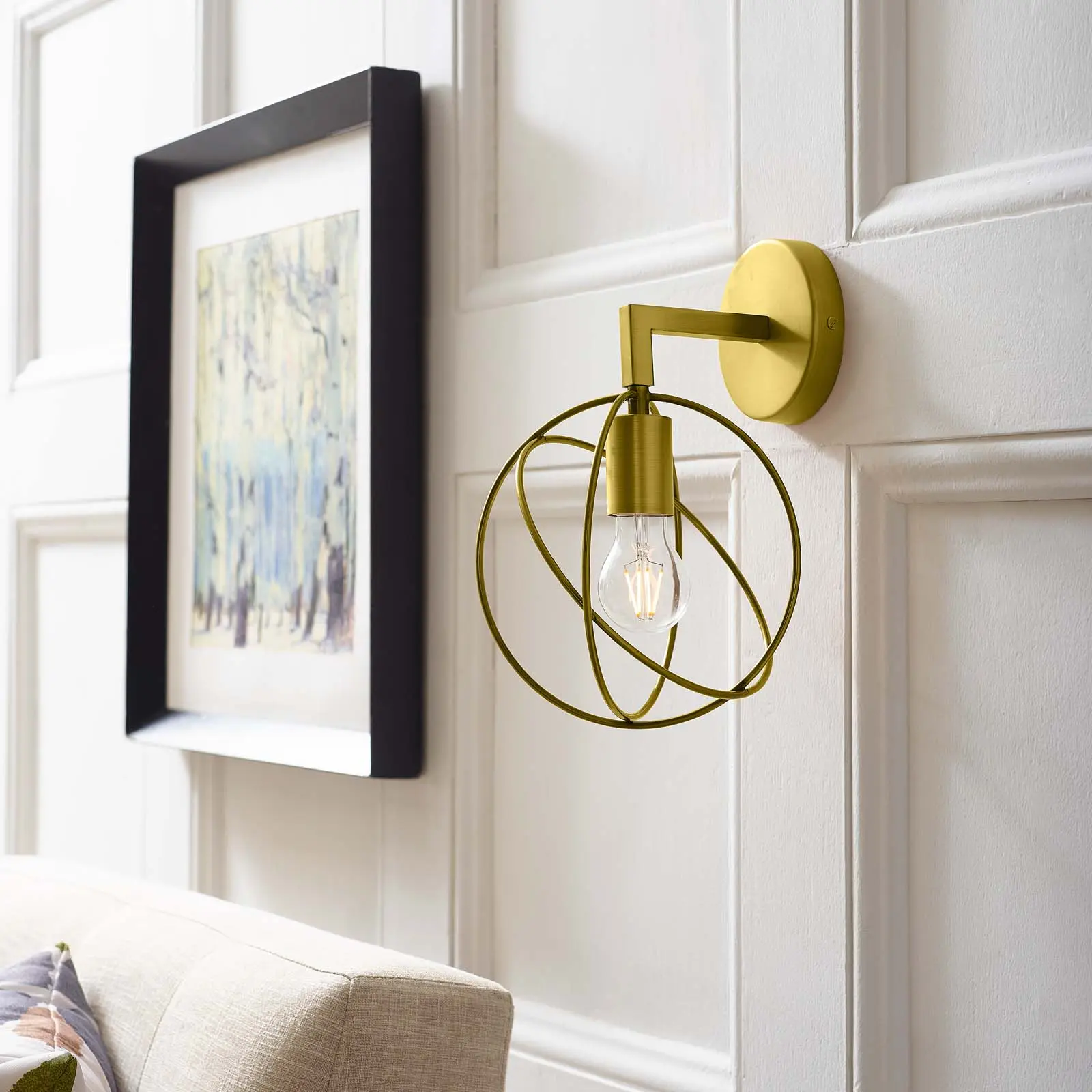 Modway Perimeter Brass Wall Sconce Light Fixture Modway Perimeter Brass Wall Sconce Light Fixture