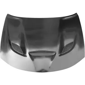 IKON MOTORSPORTS, Hood Compatible With 2015-2023 Dodge Charger, SRT Hellcat Style Hood with Scoop & Air Vent, Black Aluminum with Heat Extractor Ram Air, 2016 2017 2018 2019