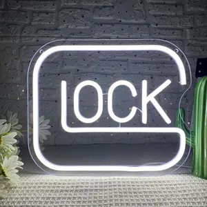 Lock Neon Signs for Wall Decor,Dimmable  Neon Light for Gamer,Usb  Gaming Lights for Man Cave Bedroom  Room Bar Birthday Gifts(9.8 * 11.8in)