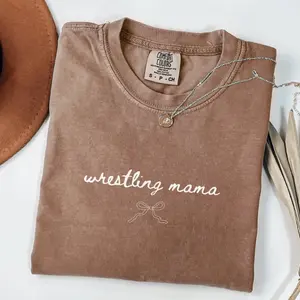 Comfort Colors Coquette Wrestling Mom Shirt, Wrestling Mama Tee, Mothers Day Gift For Mom, Wrestling Season, Gift for Mom Wrestler WND, for men, for women